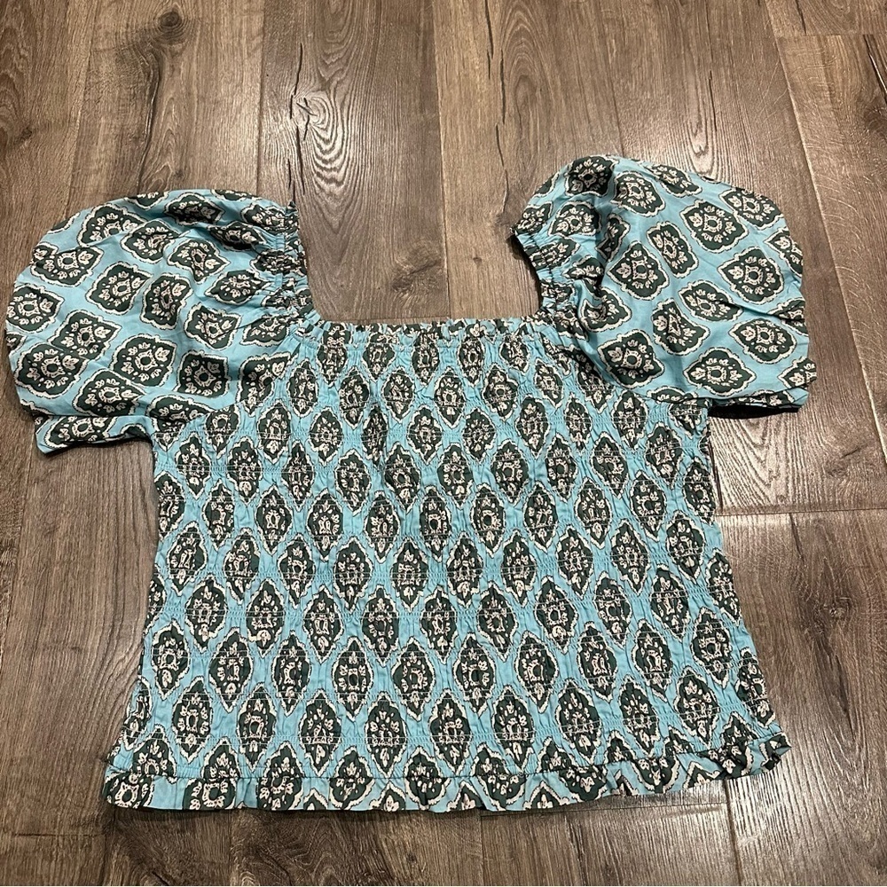New Maurices Women's Boho Top Shirt Cotton Smocked Puff Sleeve 1X NWT Hippie - Picture 4 of 12